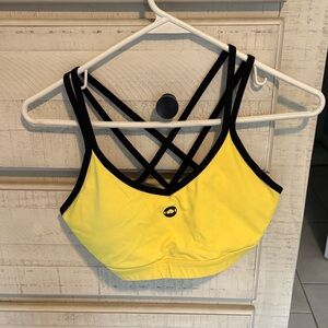 WodBottom Yellow Strappy Sports Bra, size M. Like new condition
